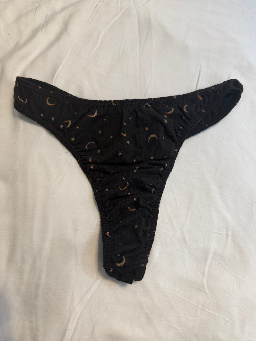 NWOT French Dressing Vintage Thong – Black Moon & Stars – Size M